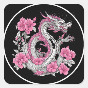 Carré Sticker Dragon Fleur
