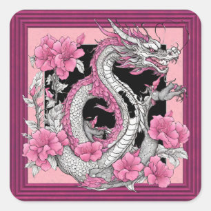 Carré Sticker Dragon Fleur