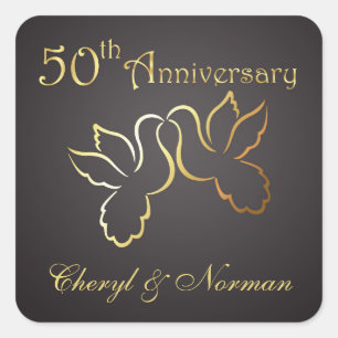 Carré Sticker du 50e anniversaire Mariage inséparables d