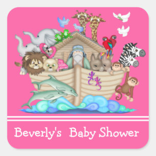 Carré Sticker du Baby shower d'arche de Noé