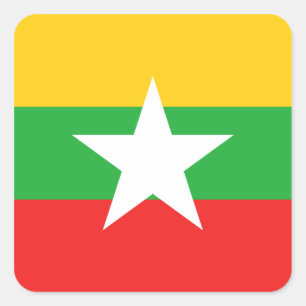 Carré Sticker du drapeau du Myanmar