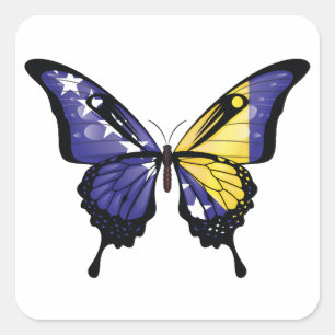 Carré Sticker du drapeau papillon de Bosnie-Herzégovine