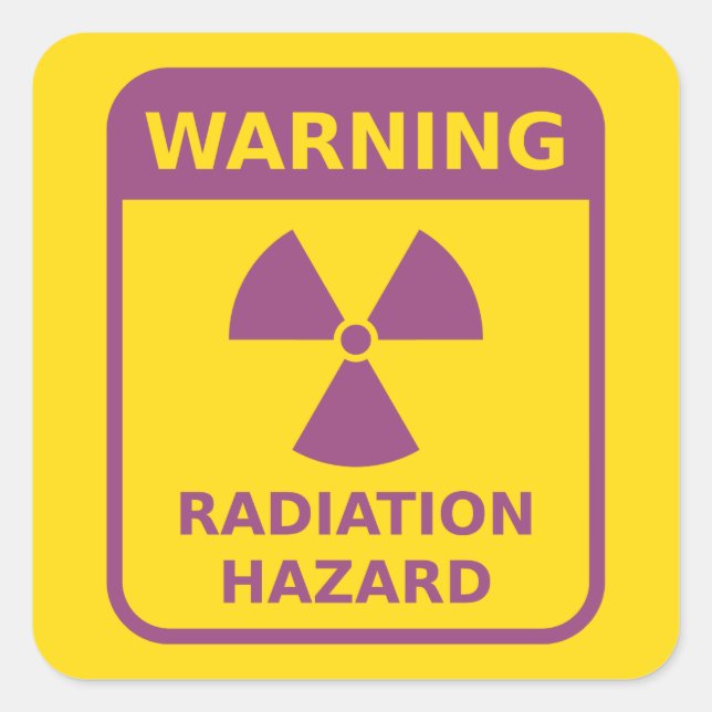 Carré Sticker du panneau d'avertissement de rayonnement (Devant)