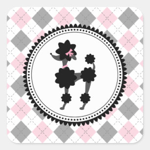 Carré Sticker en Jacquard rose et gris