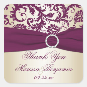 Carré Sticker en Merci Damas Plum et Champagne