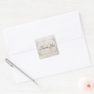 Carré Sticker en Merci de Mariage en dentelle brodé
