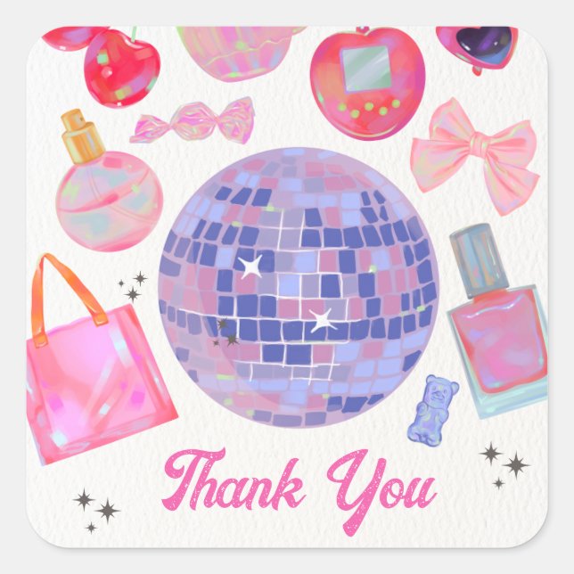 Carré Sticker en Merci Disco Ball (Devant)