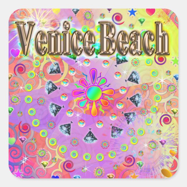 Carré Sticker en or Lucky Venice Beach (Devant)