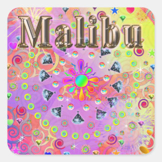Carré Sticker en or Malibu Lucky
