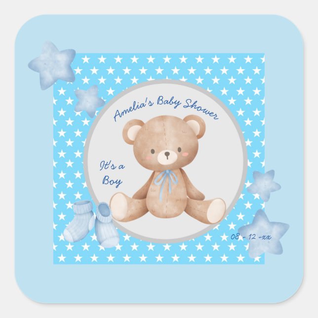 Carré Sticker en peluche bleu (Devant)