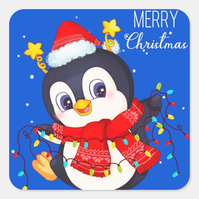 Carré Sticker en pingouin de Noël (Devant)