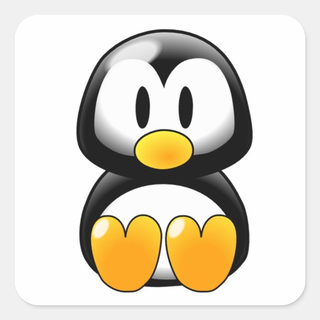 Carré Sticker en pingouin pour bébé mignon (Devant)
