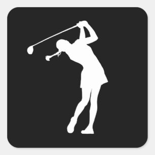 Carré Sticker en silhouette Lady Golfer Noir