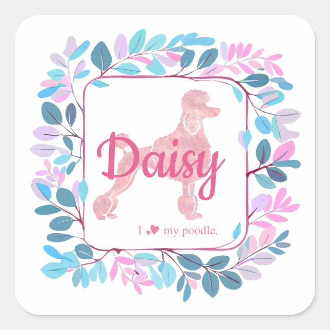 Carré Sticker en silhouette Pastel rose personnalisé (Devant)
