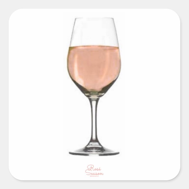 Carré sticker en verre de vin rosé (Devant)