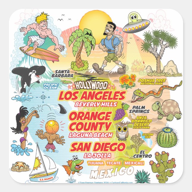 Carré Sticker en vinyle personnalisé SoCal Paradise (Devant)