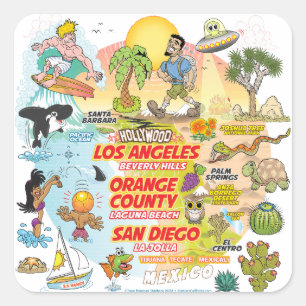 Carré Sticker en vinyle personnalisé SoCal Paradise