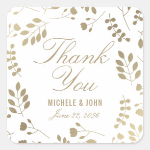 Carré Sticker Faux Gold Chic Botanical Merci Favor