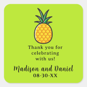 Carré Sticker Faveur Tropicale Mariage d'ananas