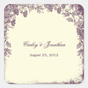 Carré Sticker Favor de mariage de vignoble rustique - Vi