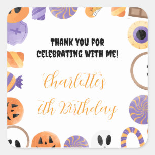 Carré Sticker Favour Anniversaire Halloween
