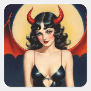 Carré Sticker fille diabolique mignonne