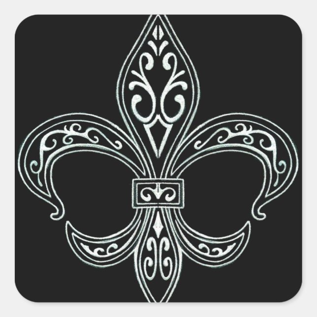 Carré Sticker Fleur De Lis Blanc (Devant)