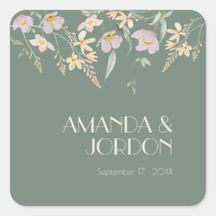 Carré Sticker fleur sauvage Sage Deco Mariage Seal