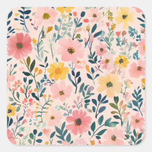 Carré Sticker floral esthétique pour emballage Mail