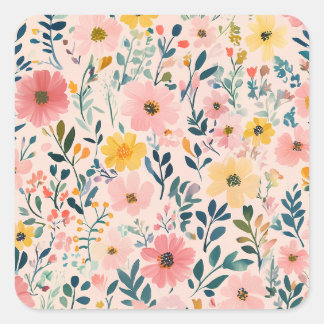 Carré Sticker floral esthétique pour emballage Mail