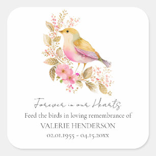 Carré Sticker Floral Memorial Bird Faveurs de semences