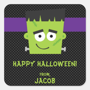 Carré Sticker Frankenstein Halloween, Enfants Halloween