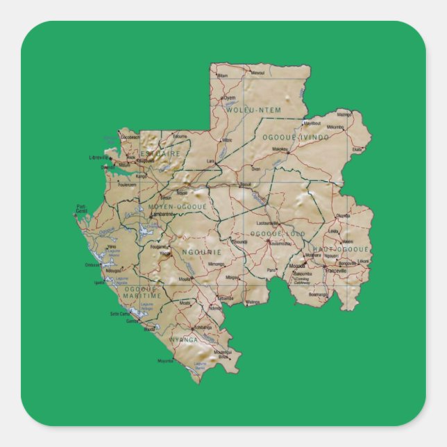 Carré Sticker Gabon Map (Devant)