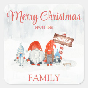 Carré Sticker Gnome Family Four Christmas