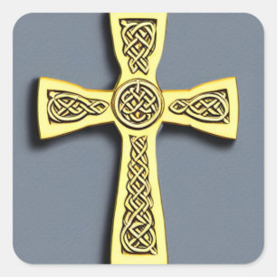Carré Sticker Gold Celtic Cross