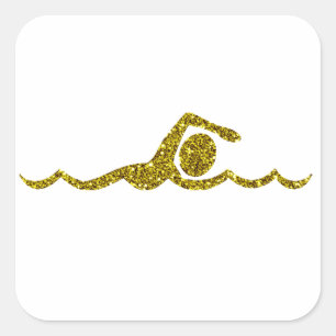 Carré Sticker Gold Schwimmen
