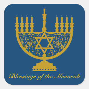 Carré Sticker Golden Menorah