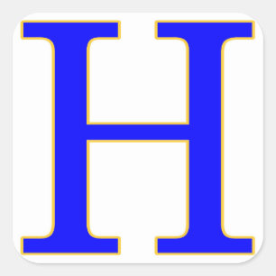 Carré Sticker H Lettre Bleue