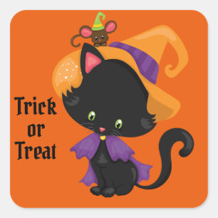 Carré Sticker Halloween Favoriser Sac Cute Black Cat