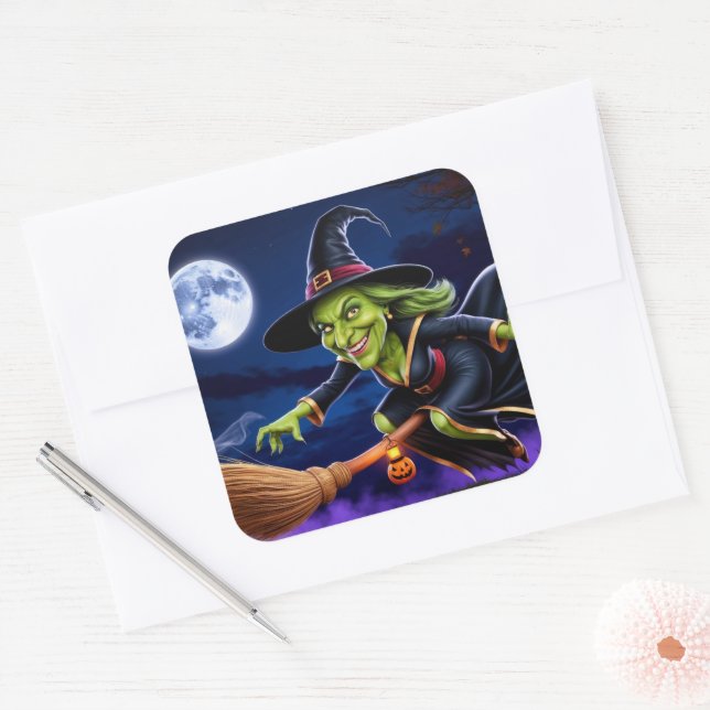 Carré Sticker Halloween/Sorcière (Enveloppe)