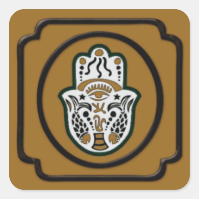 Carré Sticker Hamsa noir et or (Devant)