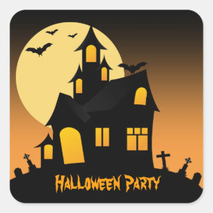Carré Sticker Haunted House Halloween Party