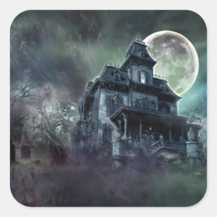 Carré Sticker Haunted House Horror - Ghomajorité Mansion