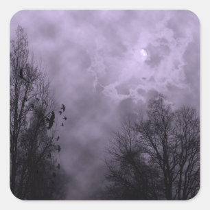 Carré Sticker Haunted Sky Purple Mist Halloween