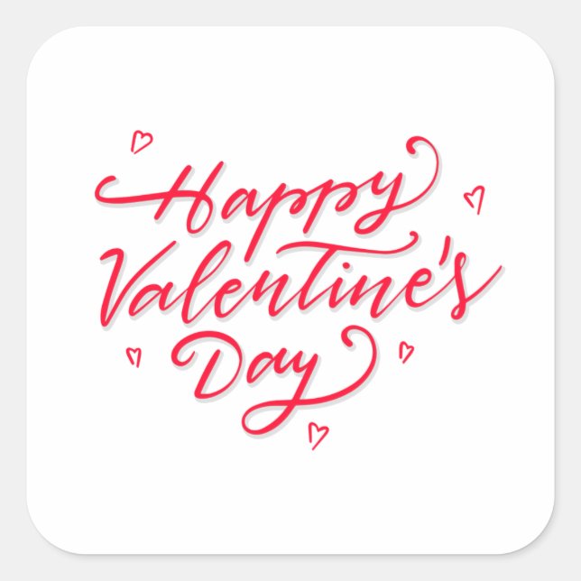 Carré Sticker Heureuse Sainte-Valentin Coeurs roses (Devant)