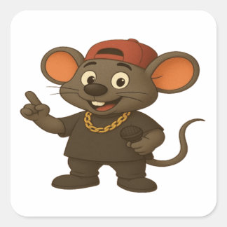 Carré Sticker Hip hop Cartoon Souris