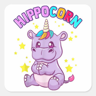 Carré Sticker Hippo Lucky - Idée cadeau mignonne