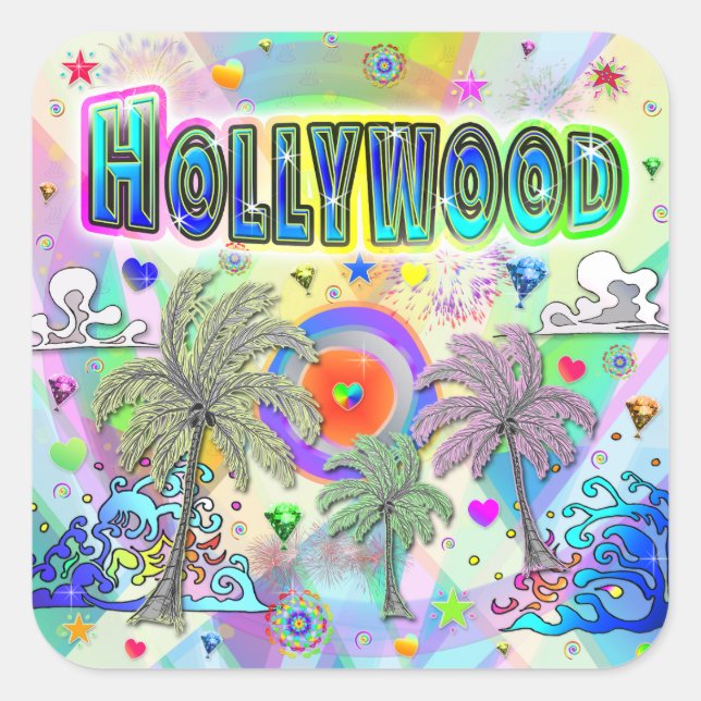 Carré Sticker Hollywood Deep Dream (Devant)