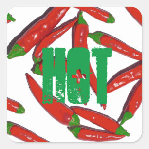 Carré Sticker Hot Red Green Chili Peppers