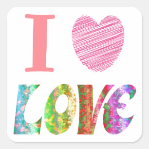 Carré Sticker I Heart Love